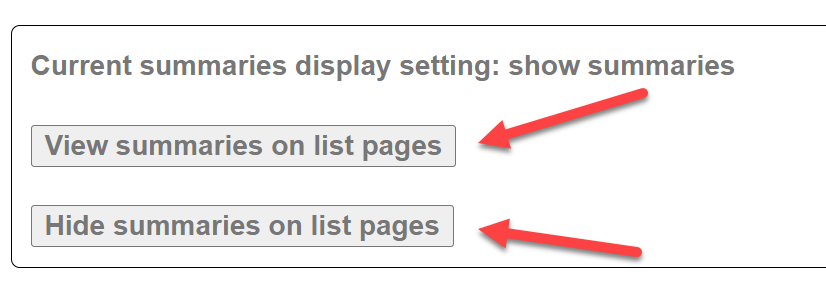 The site setting for toggling the display of summaries